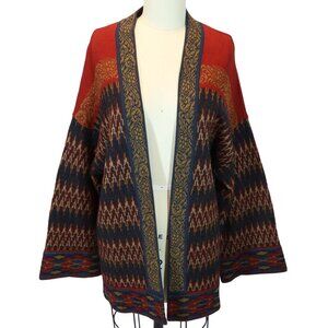 PERUVIAN CONNECTED Southwestern Baby Alpaca Pima Cotton Open Cardigan Size M